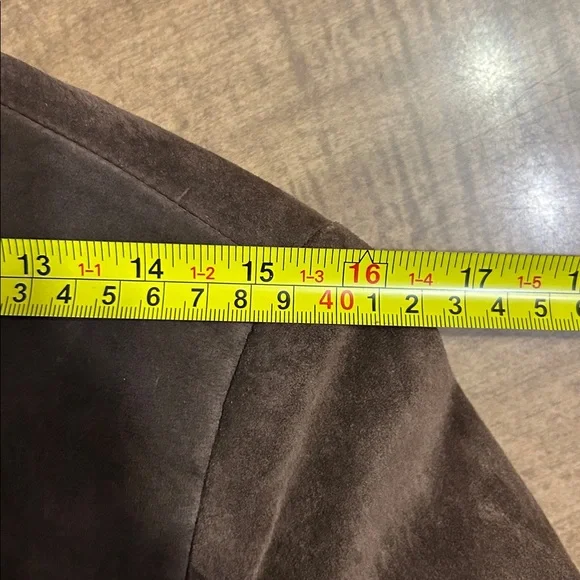 Suede Leather Chocolate Brown Blouson Full Zip Pockets Lined Jacket MP - Picture 14 of 16